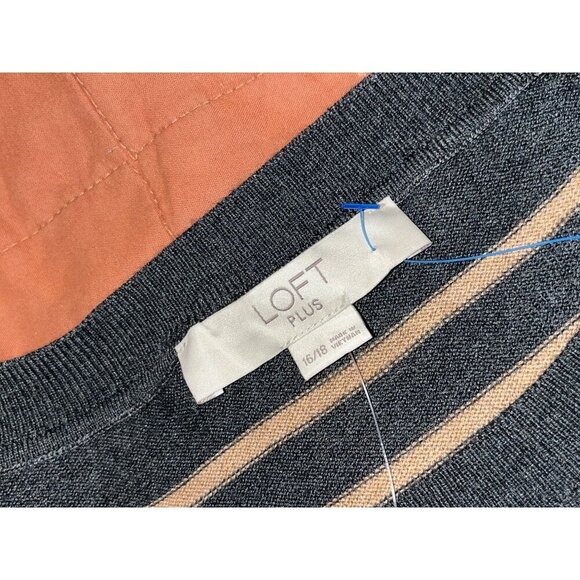 NWT Loft Striped Long Sleeve Cozy Sweater Dress Women's Plus Size 16/18 Stretcy - Picture 6 of 10